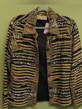 Lifestyle Colorful Animal Print Lightweight Jacket Button Up